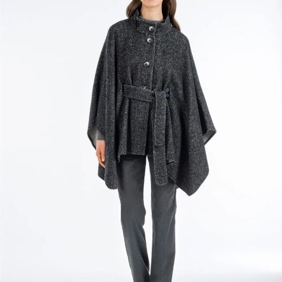 Blarney Woollen Mills Maggi Wool Cape Gray Black - O/S - NWOT - $298.00 - Picture 15 of 16
